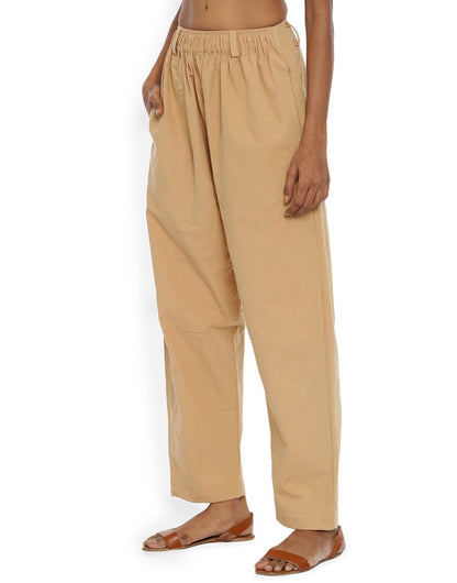 Beige Front Gather Pant