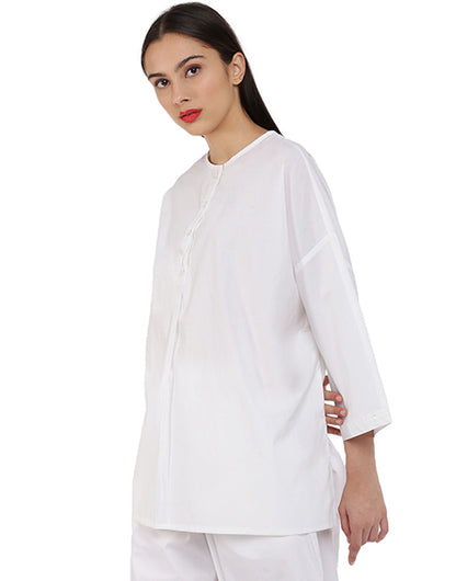 White Raglan kurta shirt