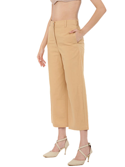 Beige Wide cropped pant