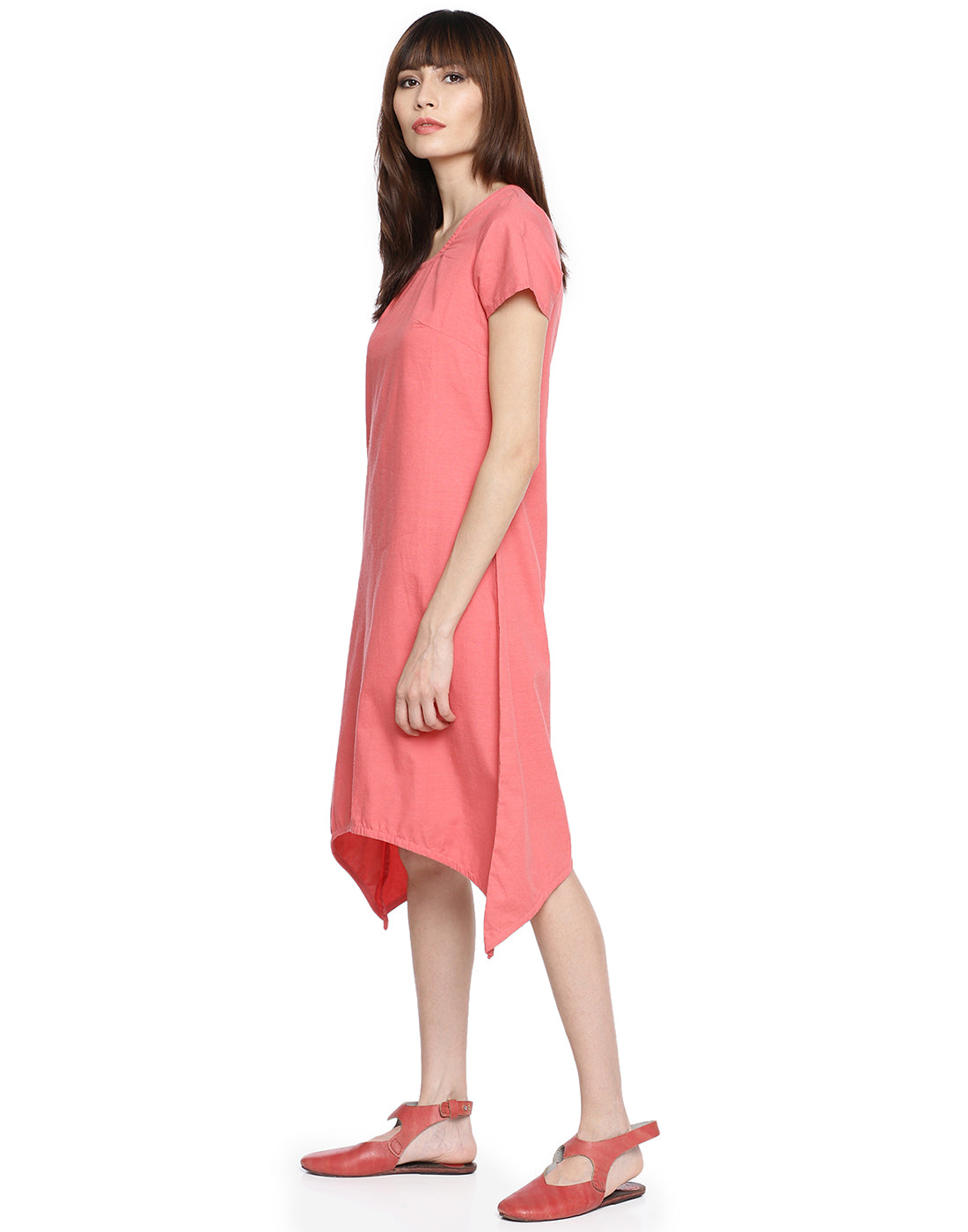 Watermelon Basic Asymmetric Dress