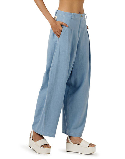 Light Blue Pleated Khadi Jeans