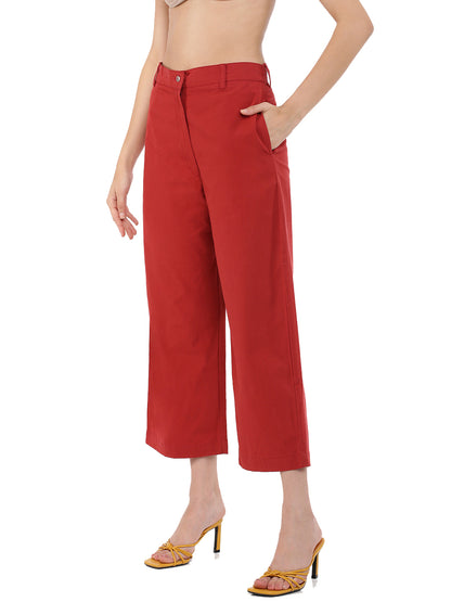 Maroon Wide cropped pant