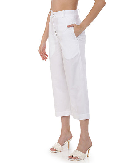 White Cropped wide pant