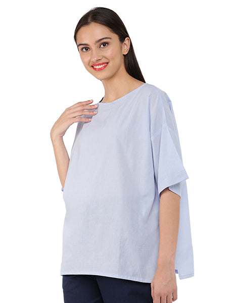 Sky Blue Square Sleeve Kaftan