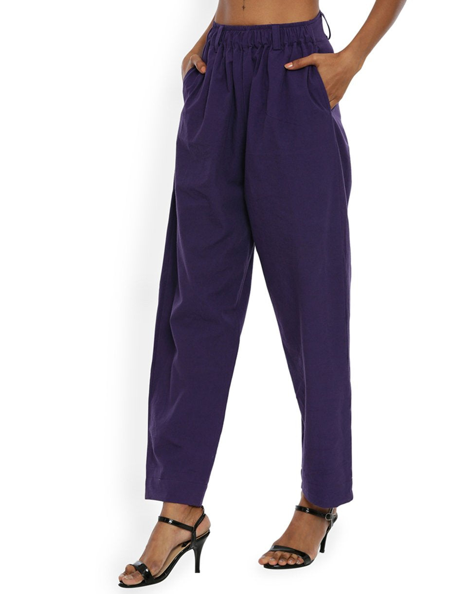 Purple Front Gather Pant