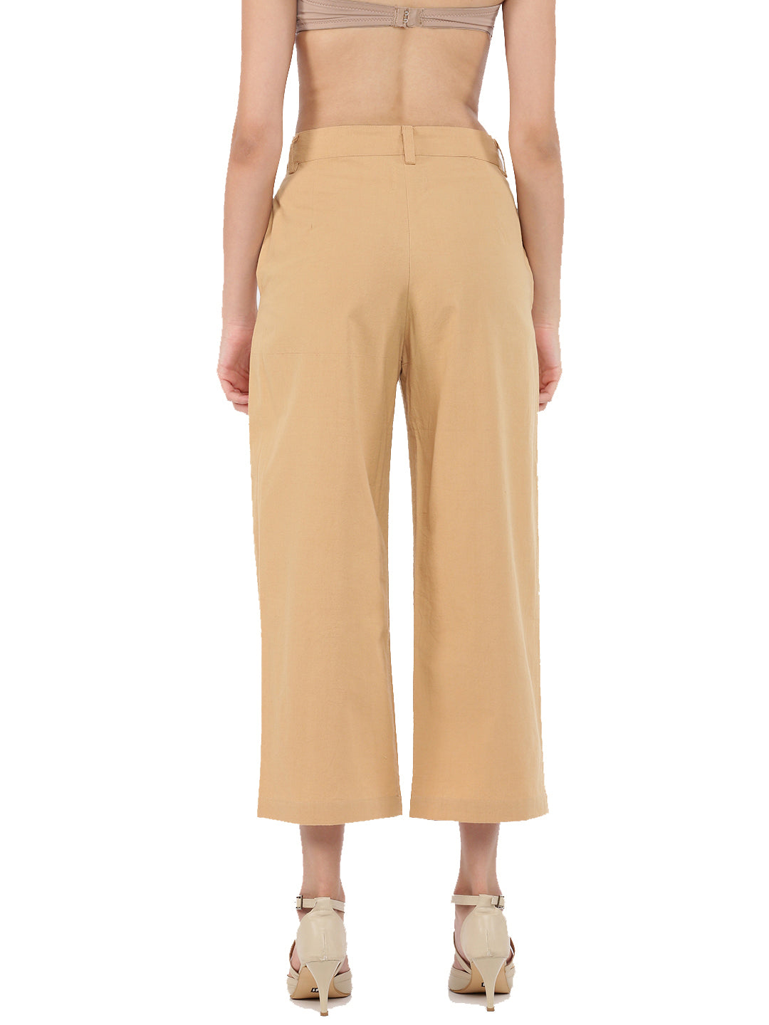 Beige Wide cropped pant