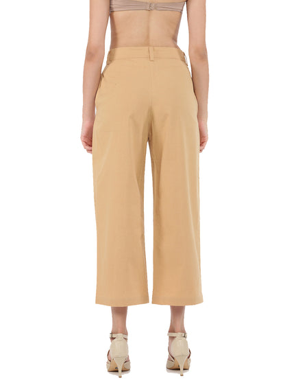 Beige Wide cropped pant