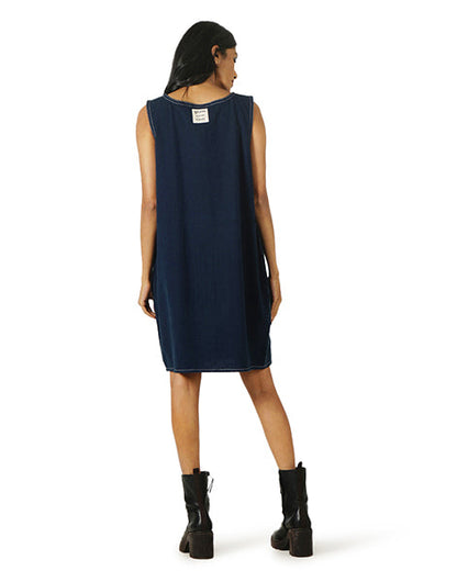 Dark Blue Khadi Jeans Cocoon Dress