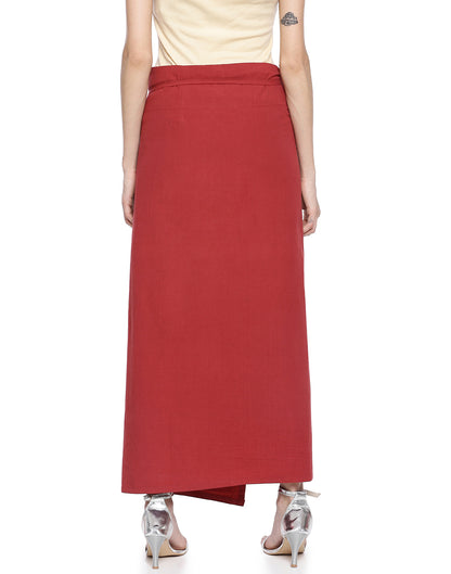 Cherry Asymmetric Wrap Skirt