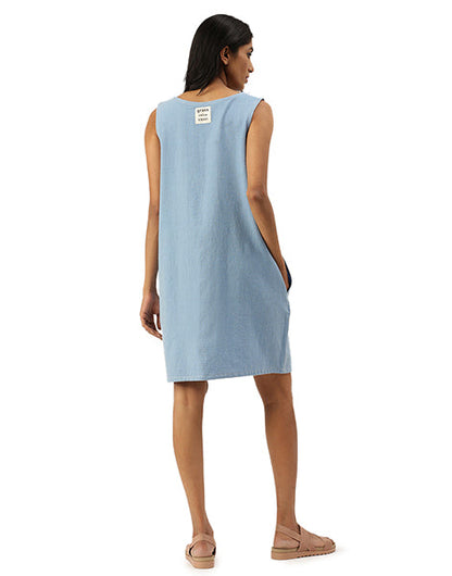 Light Blue Khadi Jeans Cocoon Dress