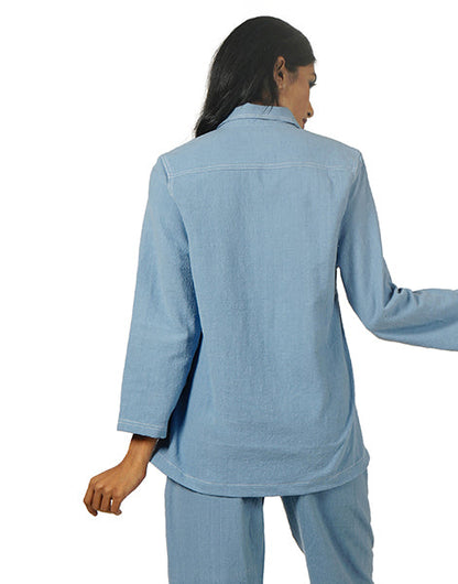 Light Blue Khadi Jeans  Shirt