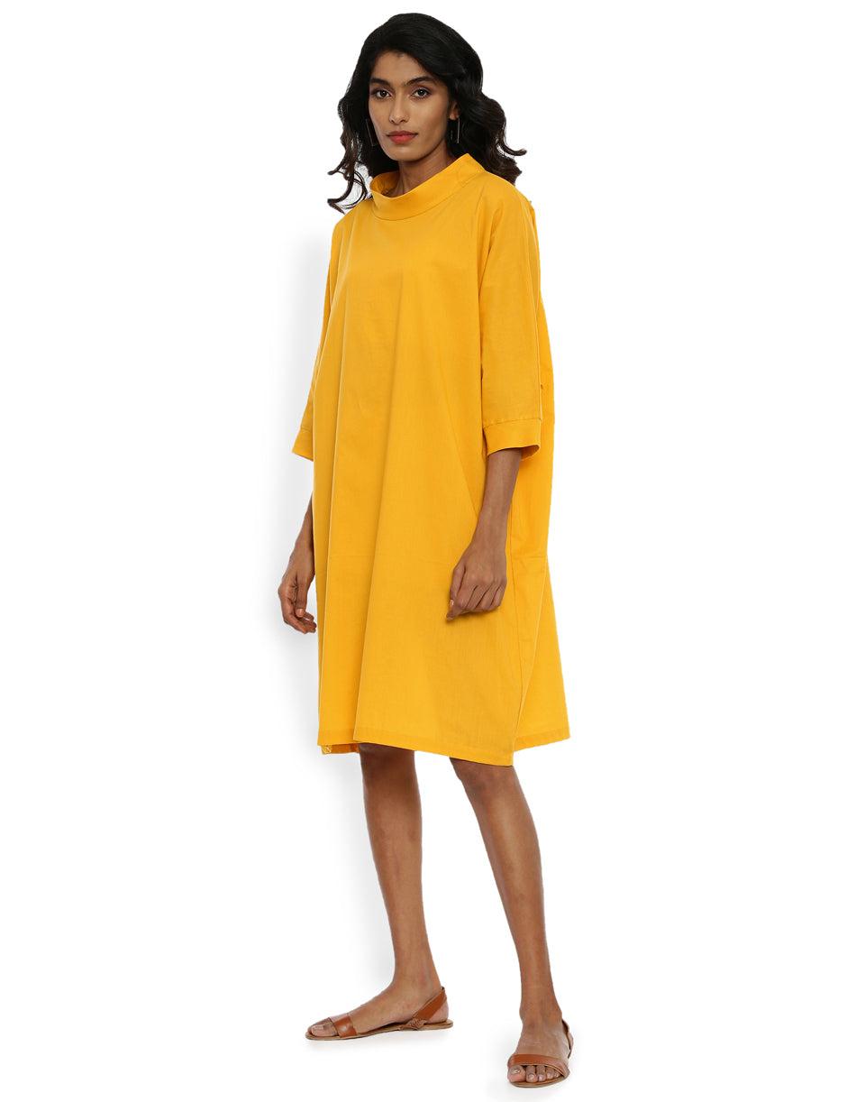 Golden Yellow High Neck Dress