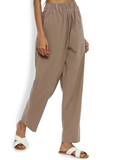 Brown Front Gather Pant