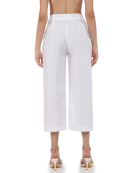 White Cropped wide pant