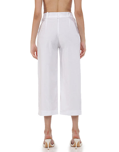 White Cropped wide pant