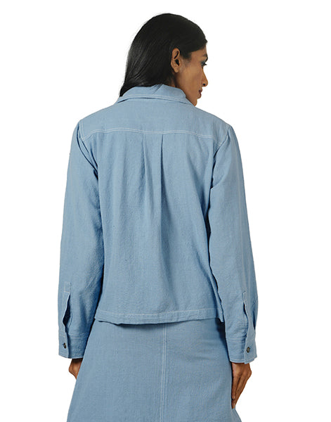 Light Blue Khadi Jeans  Cropped Jacket