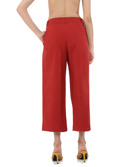 Maroon Wide cropped pant