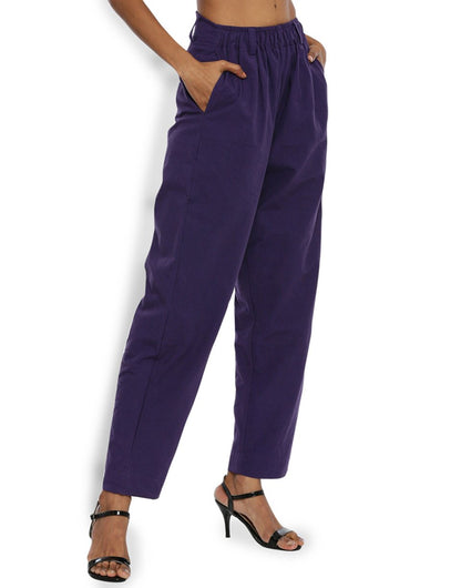 Purple Front Gather Pant