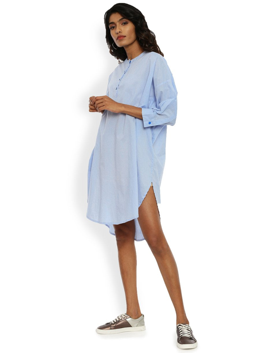 Sky Blue Very Loose Round Shirt