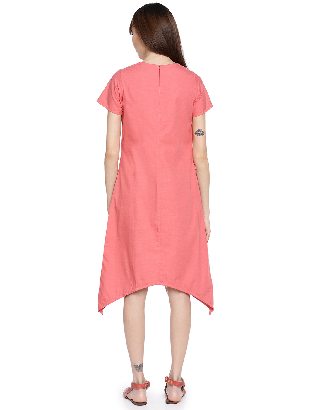 Watermelon Basic Asymmetric Dress