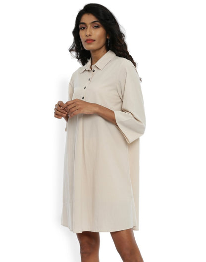 Beige Shirt Dress