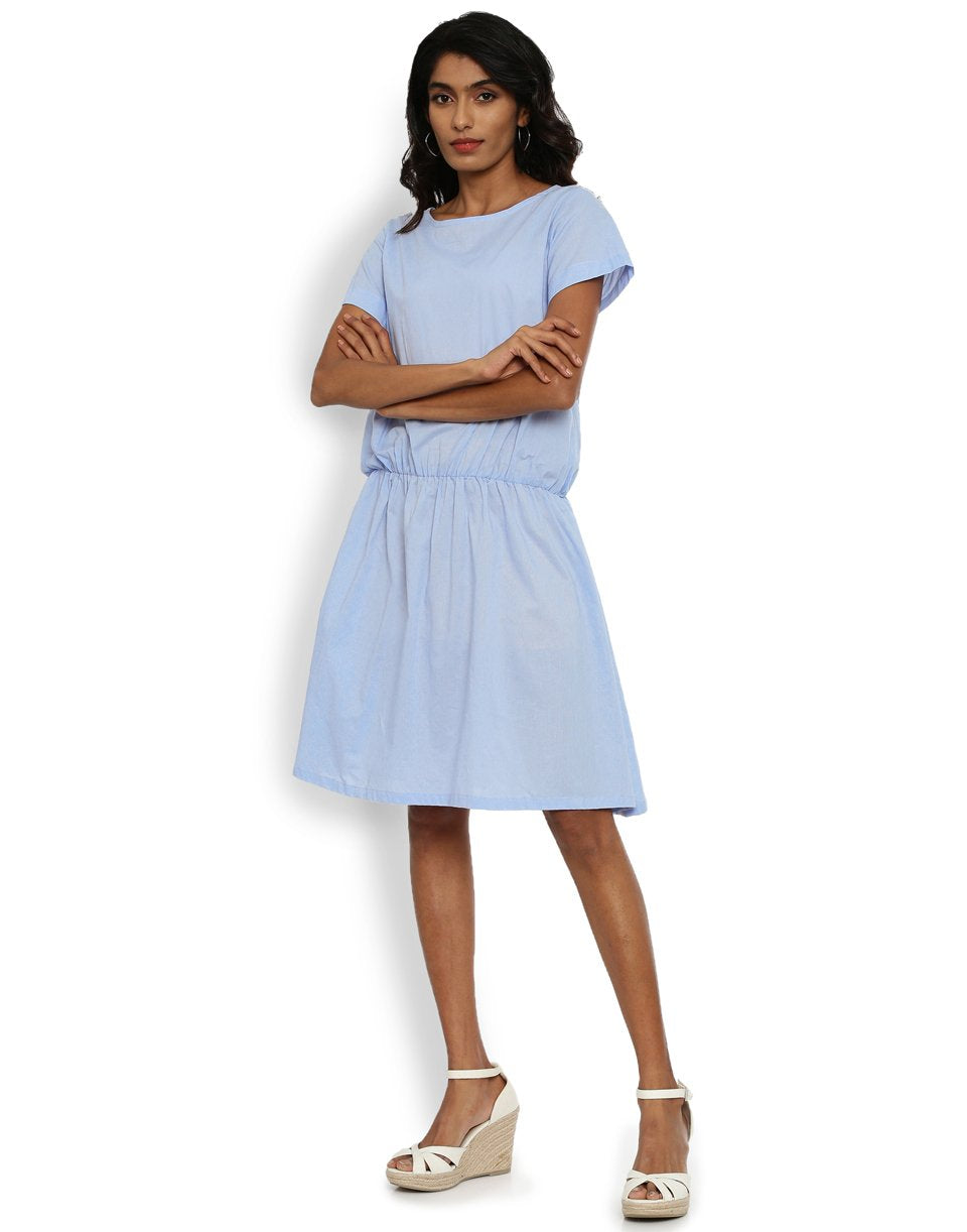 Sky Blue Drop Waist Dress