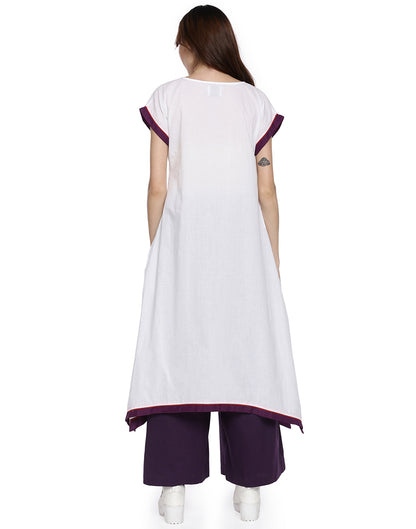 White Jhunjhunu Asymmetric Tunic