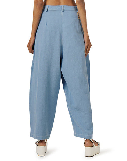 Light Blue Pleated Khadi Jeans