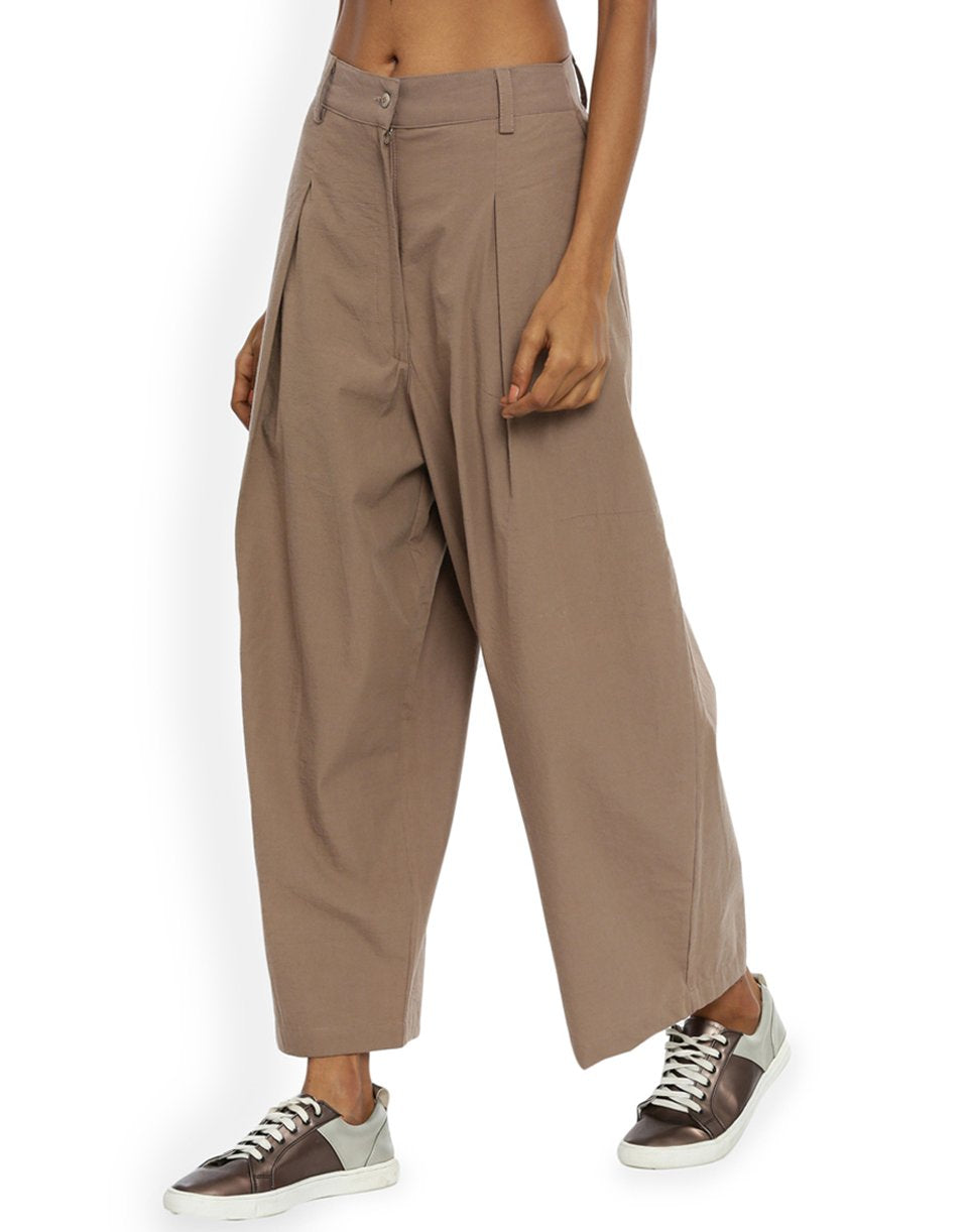 Brown Pleated Pant