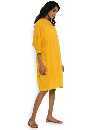 Golden Yellow High Neck Dress