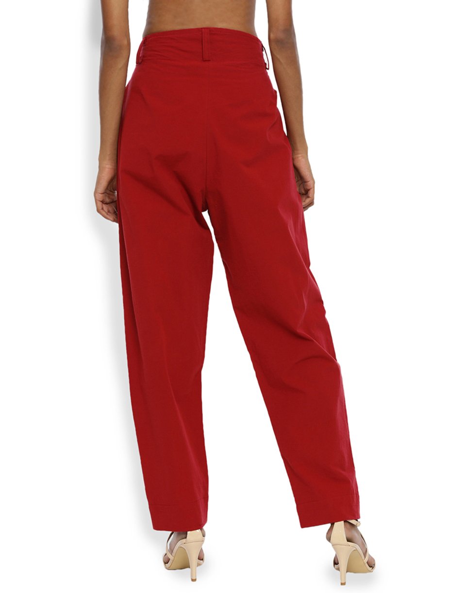 Maroon Front Gather Pant