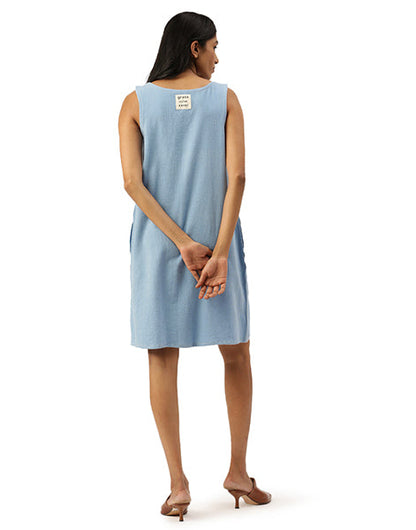 Light Blue Khadi Jeans Shift Dress