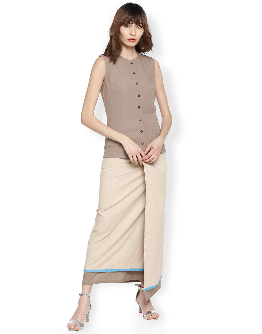 Custard Apple Asymmetric Wrap Skirt