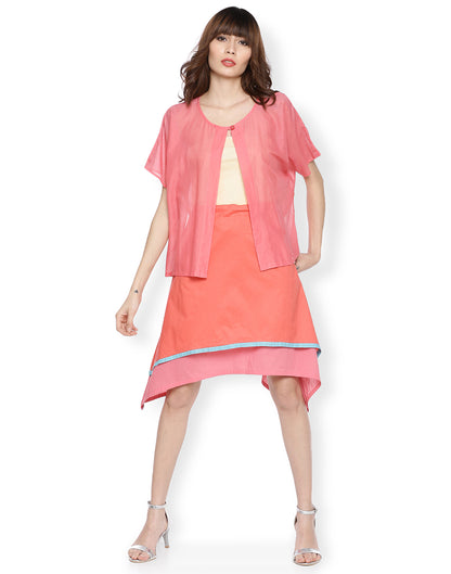 Watermelon Layered Asymmetric Skirt