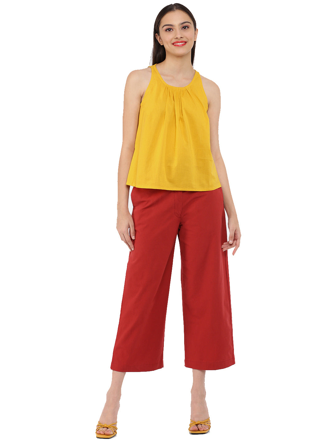 Maroon Wide cropped pant