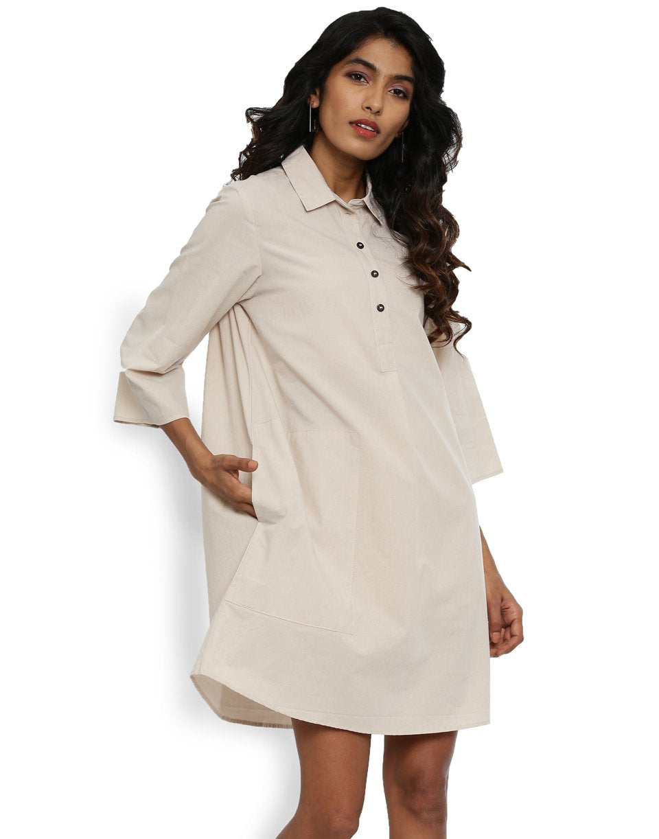 Beige Shirt Dress