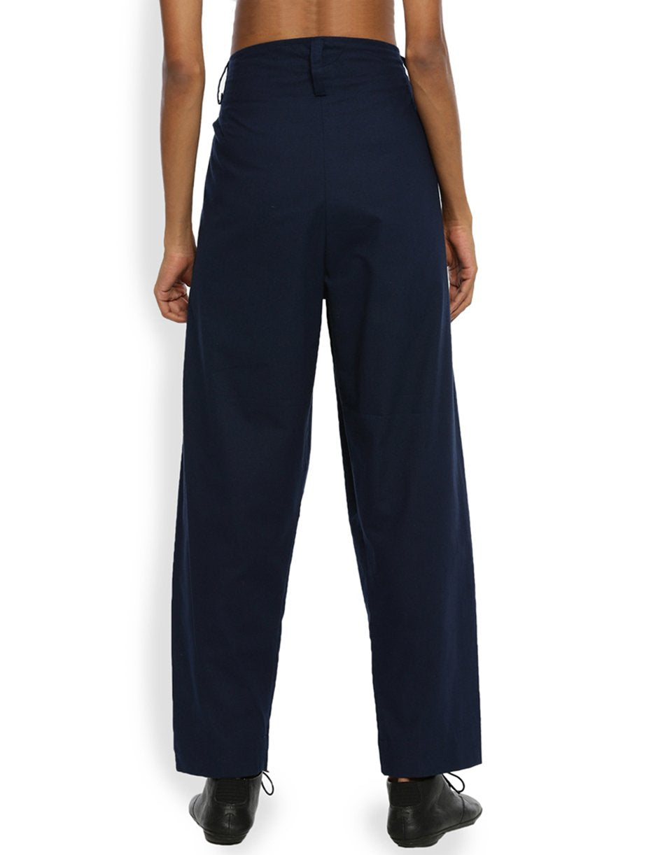 Navy Blue Front Gather Pant