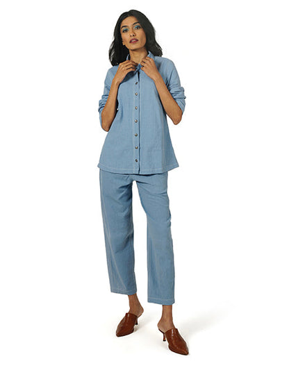 Light Blue Khadi Jeans  Shirt