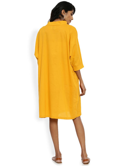 Golden Yellow High Neck Dress