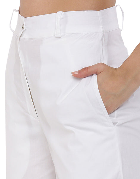 White Cropped wide pant