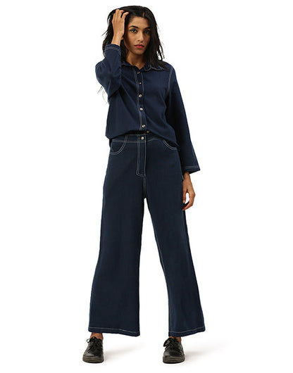 Dark Blue Boot Cut Khadi Jeans