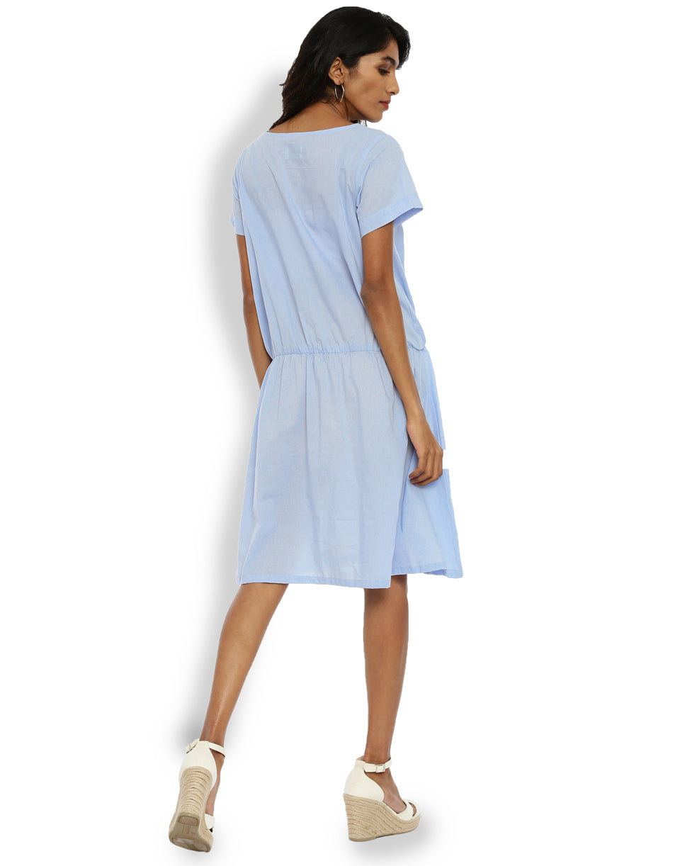 Sky Blue Drop Waist Dress