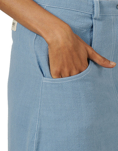 Light Blue Khadi Jeans Mini Skirt