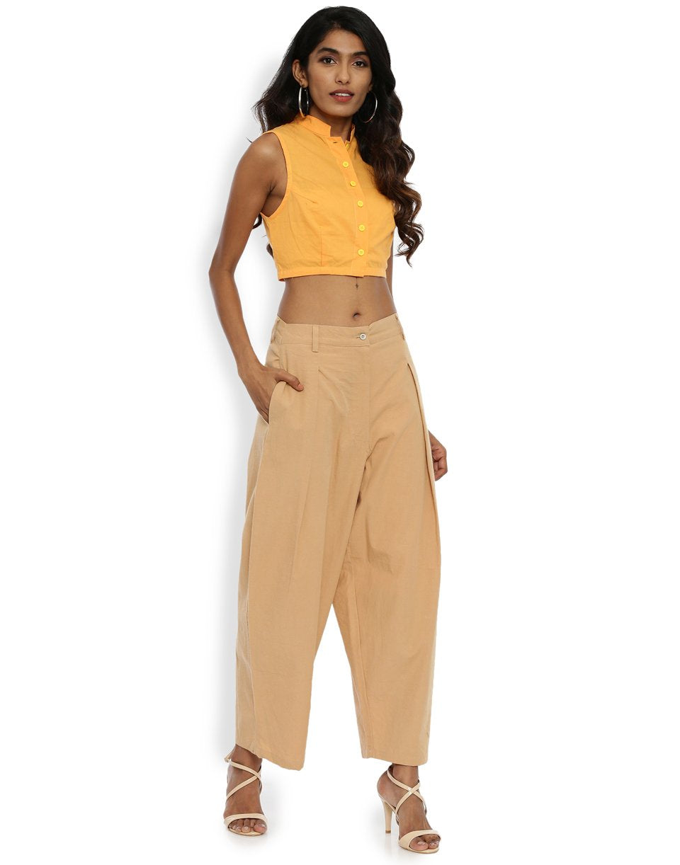 Beige Pleated Pant