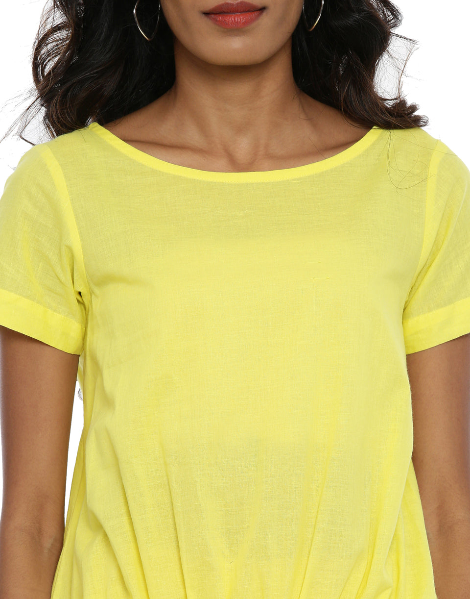 Lemon Yellow Drop Waist Dress