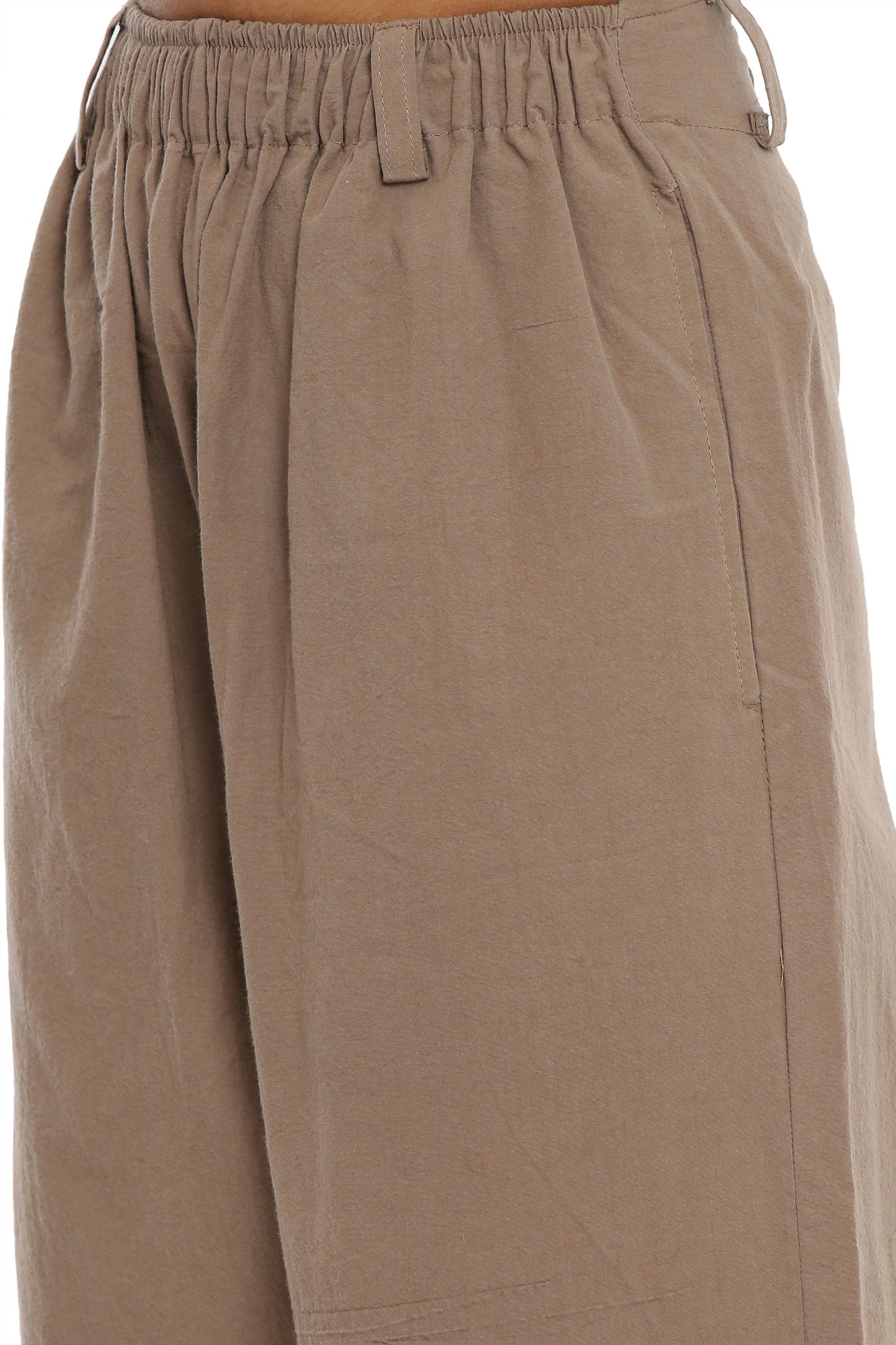 Brown Front Gather Pant