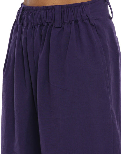 Purple Front Gather Pant