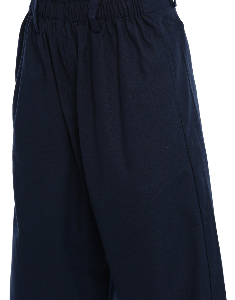 Navy Blue Front Gather Pant