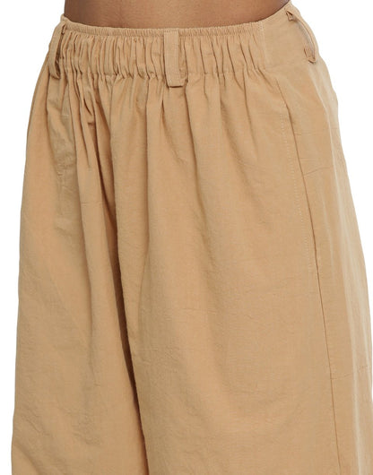 Beige Front Gather Pant