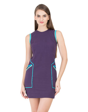 Purple Lucknow Pocket Dress